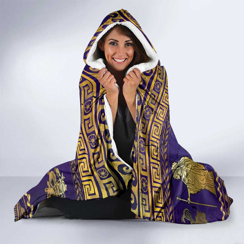 Hera Hooded Blanket Goddess With Ancient Greek Pattern - Wonder Print Shop