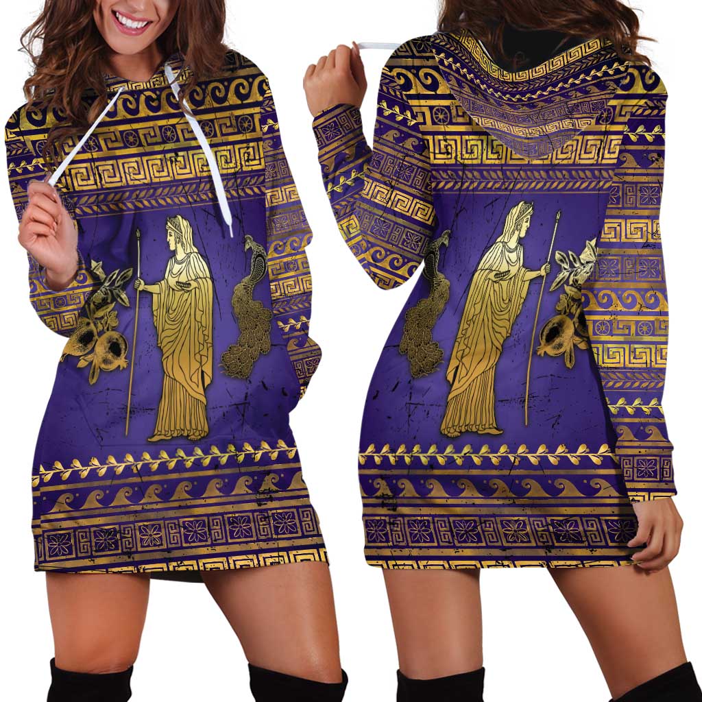 Hera Hoodie Dress Goddess With Ancient Greek Pattern - Wonder Print Shop