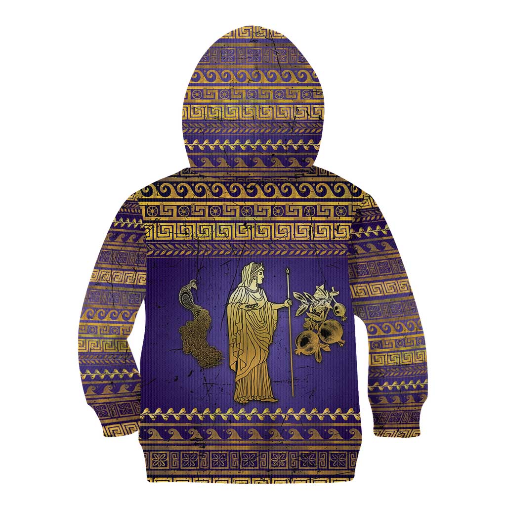 Hera Kid Hoodie Goddess With Ancient Greek Pattern - Wonder Print Shop