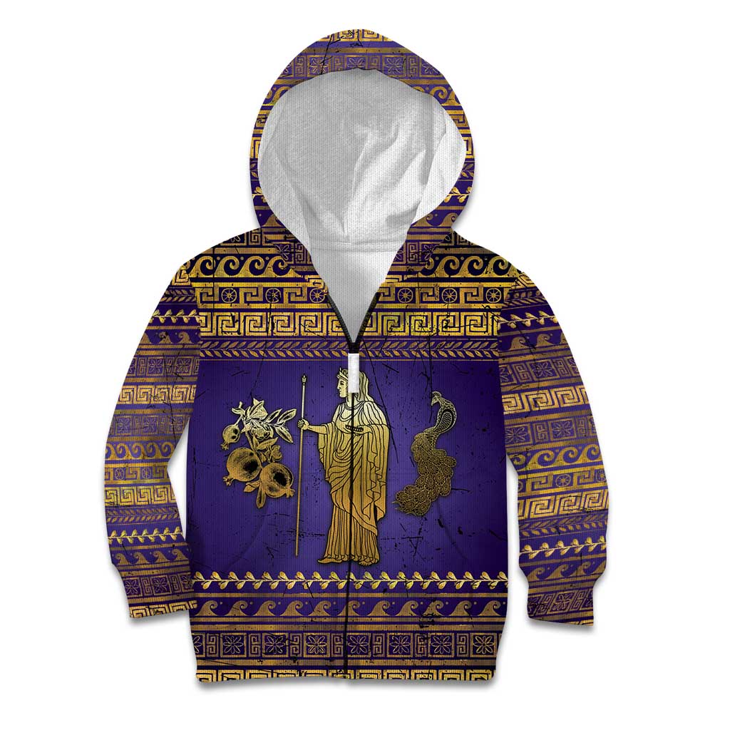 Hera Kid Hoodie Goddess With Ancient Greek Pattern - Wonder Print Shop