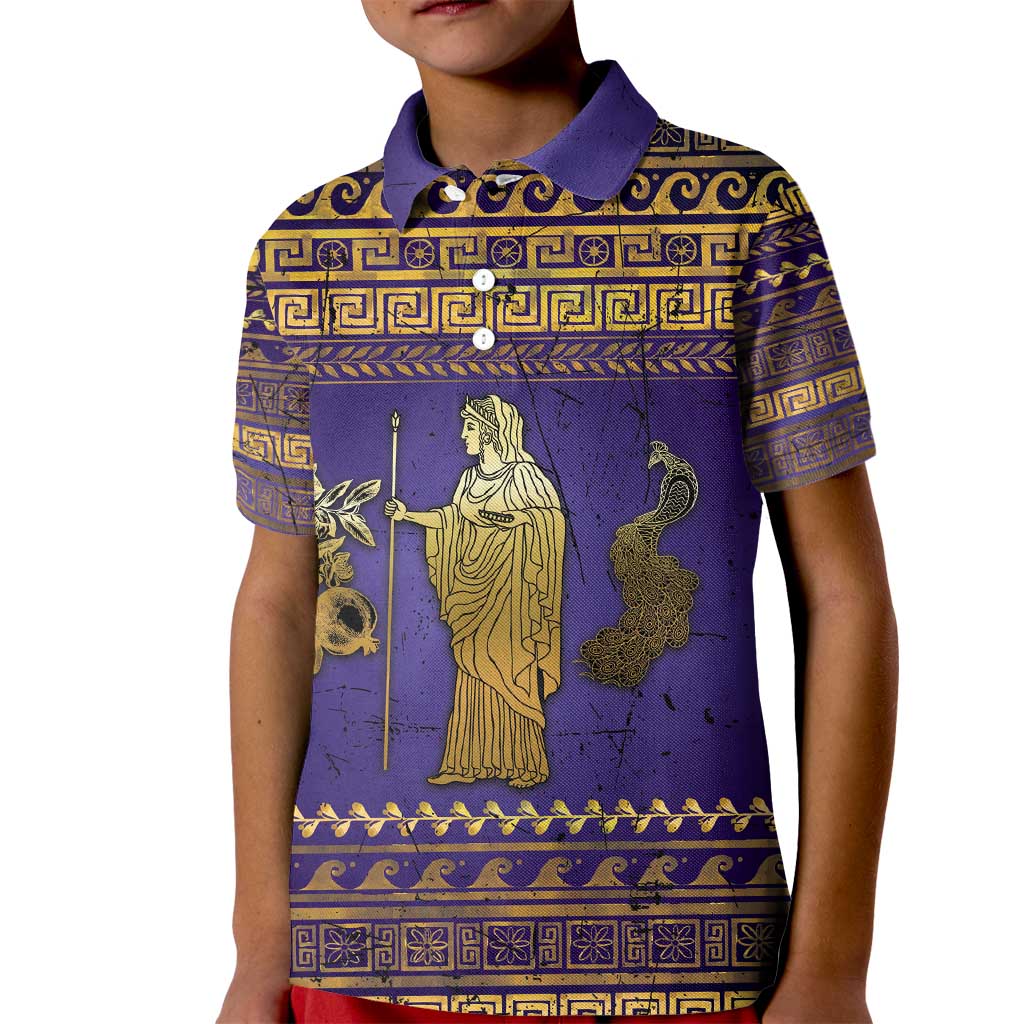 Hera Kid Polo Shirt Goddess With Ancient Greek Pattern - Wonder Print Shop
