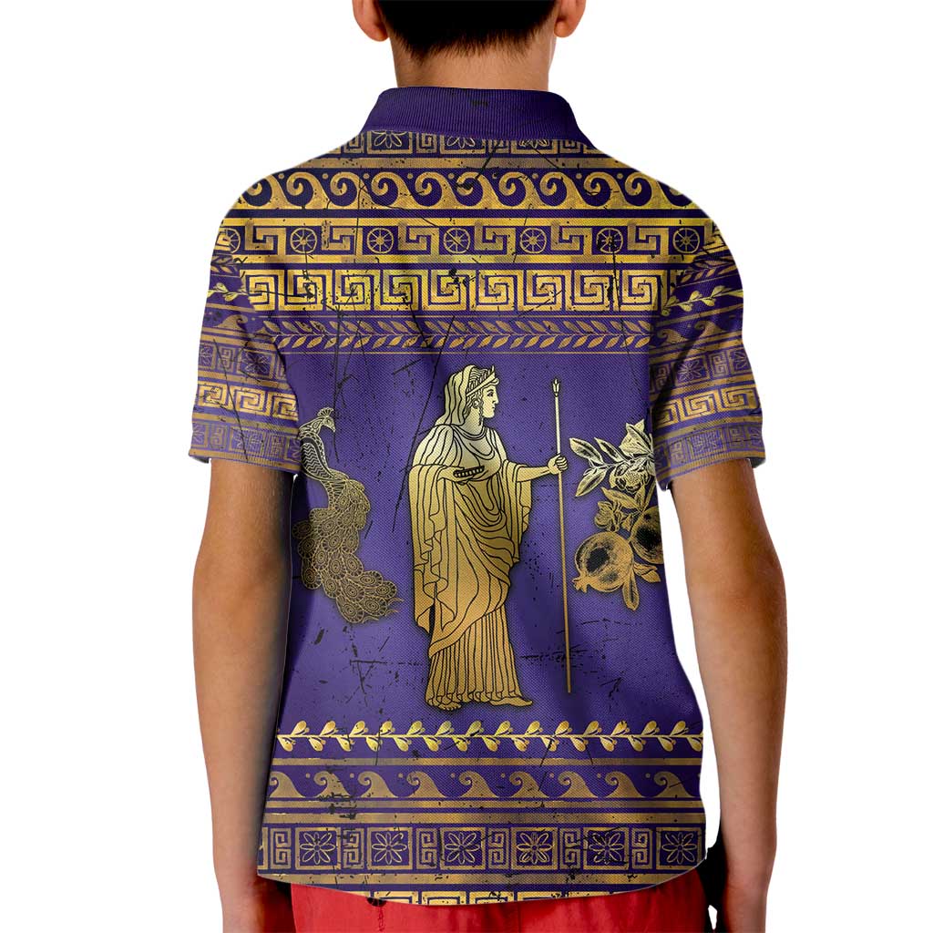 Hera Kid Polo Shirt Goddess With Ancient Greek Pattern - Wonder Print Shop