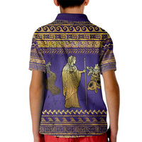 Hera Kid Polo Shirt Goddess With Ancient Greek Pattern - Wonder Print Shop
