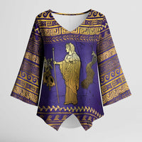 Hera Kimono Sleeve Blouse Goddess With Ancient Greek Pattern - Wonder Print Shop