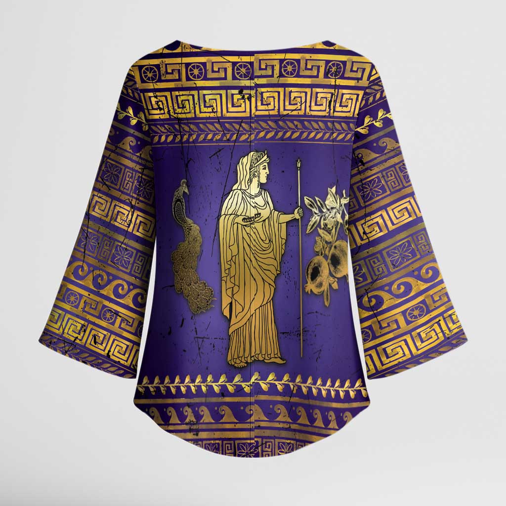 Hera Kimono Sleeve Blouse Goddess With Ancient Greek Pattern - Wonder Print Shop