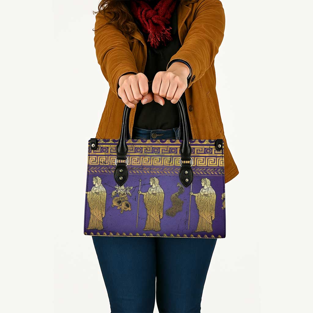 Hera Leather Bag Goddess With Ancient Greek Pattern - Wonder Print Shop