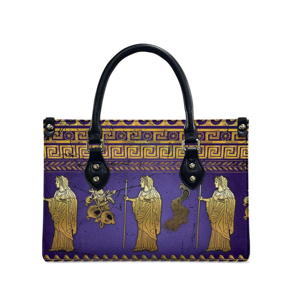 Hera Leather Bag Goddess With Ancient Greek Pattern - Wonder Print Shop