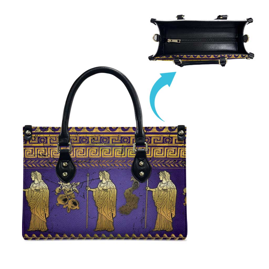 Hera Leather Bag Goddess With Ancient Greek Pattern - Wonder Print Shop