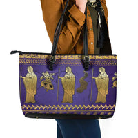Hera Leather Tote Bag Goddess With Ancient Greek Pattern - Wonder Print Shop