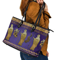 Hera Leather Tote Bag Goddess With Ancient Greek Pattern - Wonder Print Shop