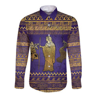 Hera Long Sleeve Button Shirt Goddess With Ancient Greek Pattern - Wonder Print Shop