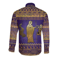 Hera Long Sleeve Button Shirt Goddess With Ancient Greek Pattern - Wonder Print Shop