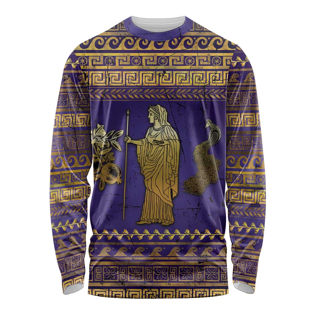 Hera Long Sleeve Shirt Goddess With Ancient Greek Pattern - Wonder Print Shop