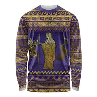 Hera Long Sleeve Shirt Goddess With Ancient Greek Pattern - Wonder Print Shop