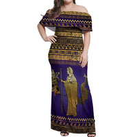 Hera Off Shoulder Maxi Dress Goddess With Ancient Greek Pattern - Wonder Print Shop