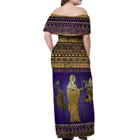 Hera Off Shoulder Maxi Dress Goddess With Ancient Greek Pattern - Wonder Print Shop