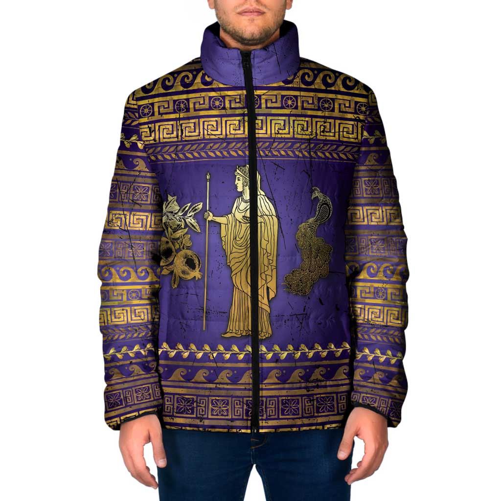 Hera Padded Jacket Goddess With Ancient Greek Pattern - Wonder Print Shop
