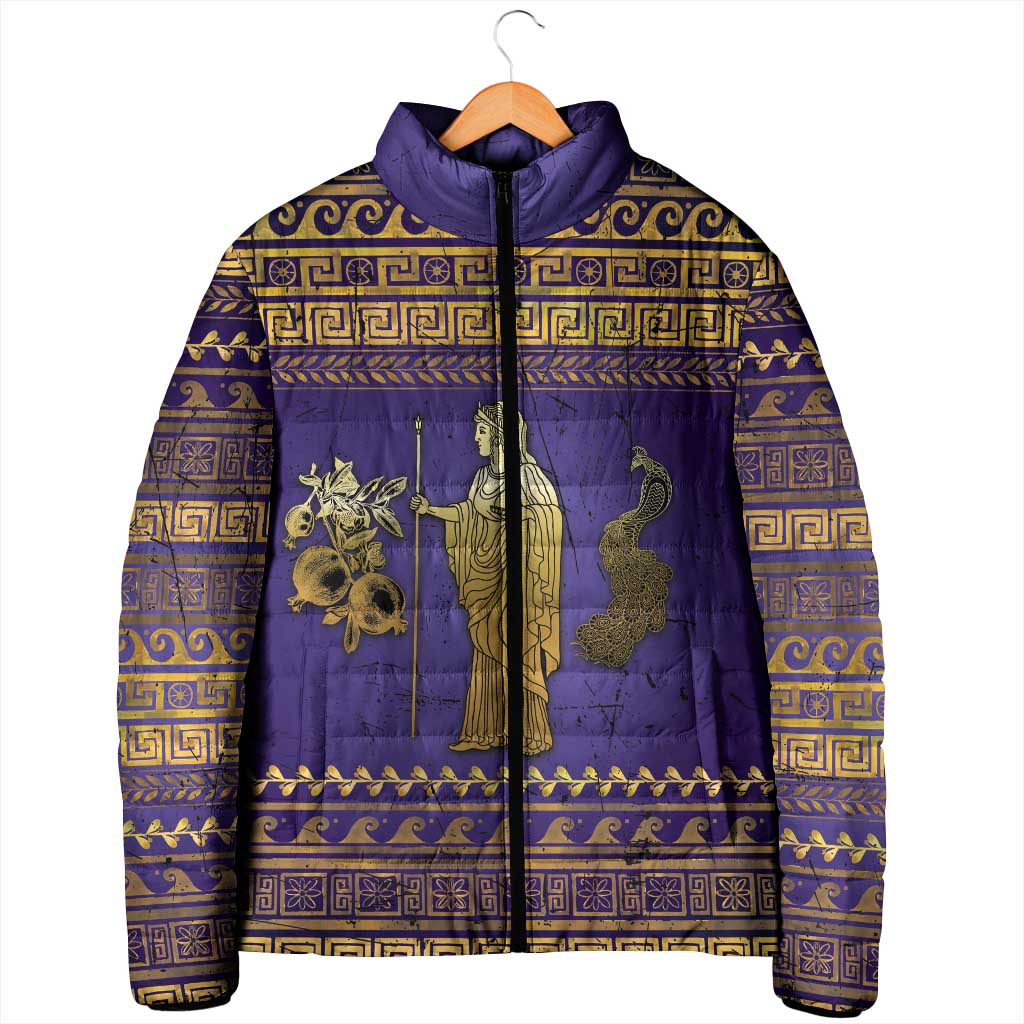 Hera Padded Jacket Goddess With Ancient Greek Pattern - Wonder Print Shop