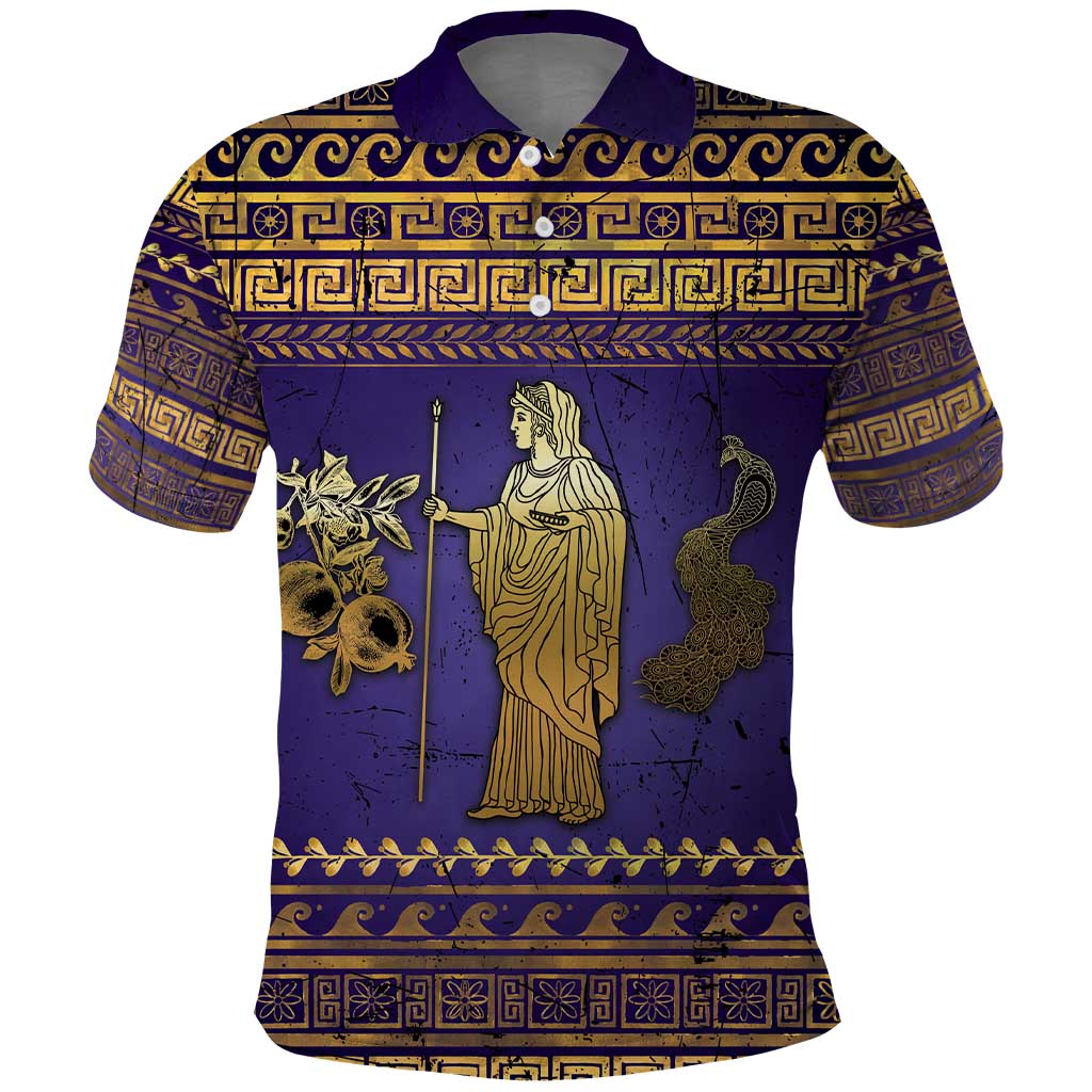 Hera Polo Shirt Goddess With Ancient Greek Pattern - Wonder Print Shop