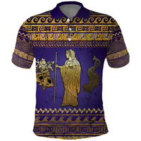 Hera Polo Shirt Goddess With Ancient Greek Pattern - Wonder Print Shop