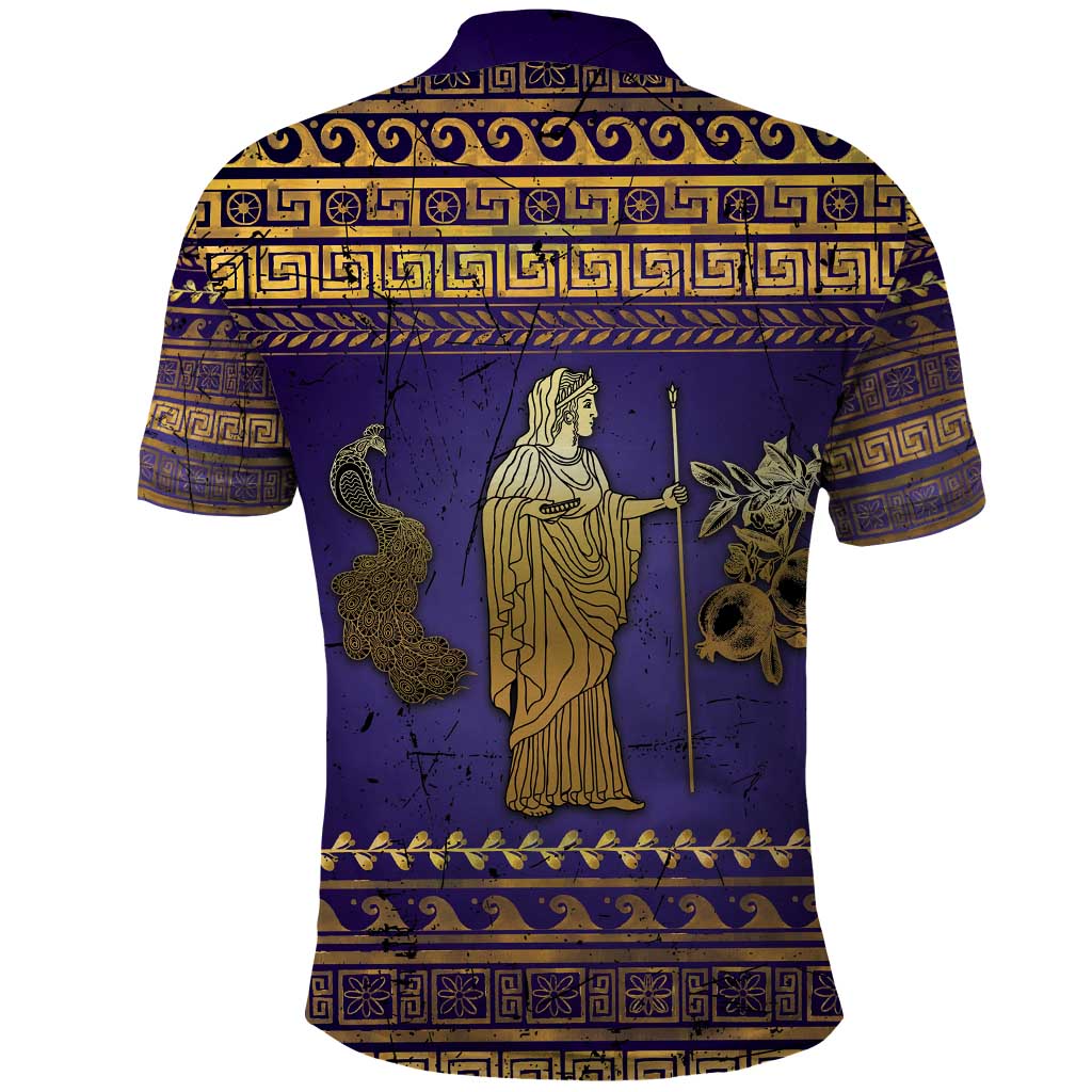 Hera Polo Shirt Goddess With Ancient Greek Pattern - Wonder Print Shop