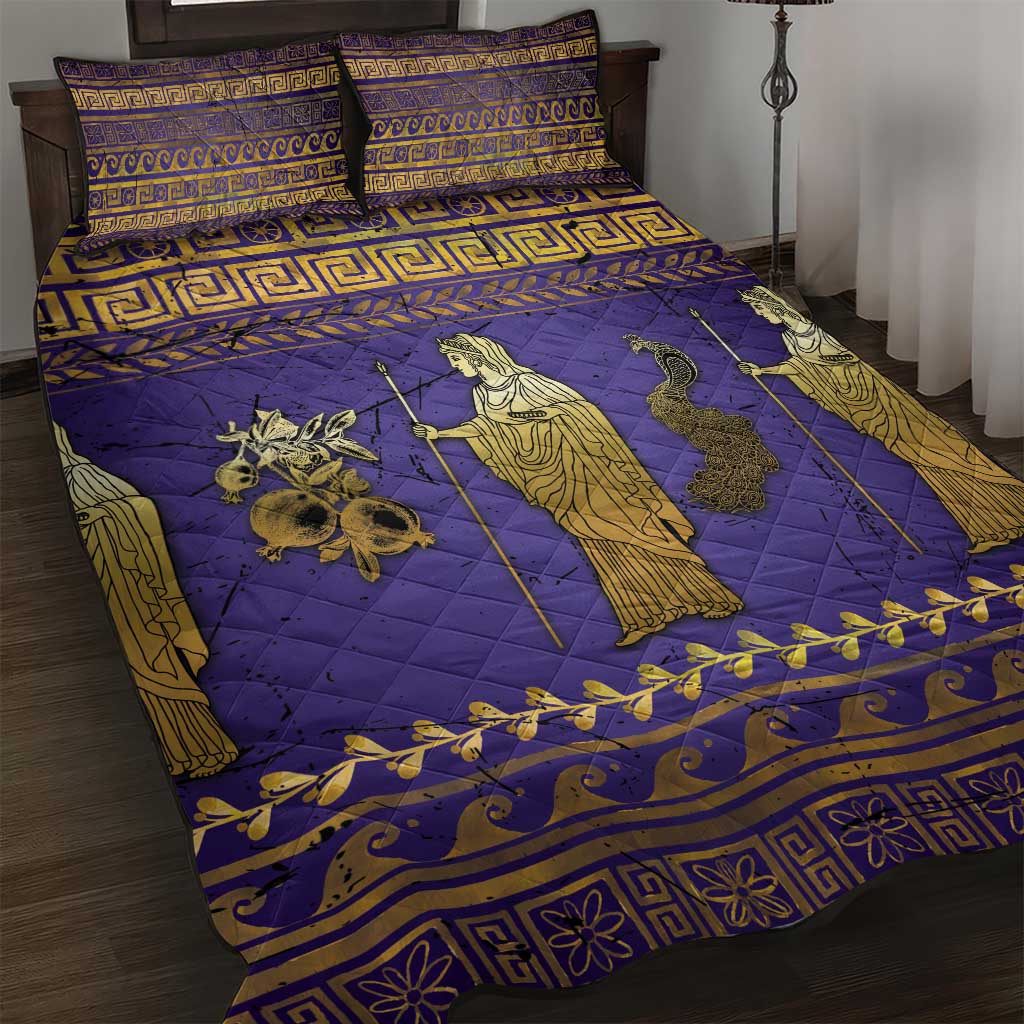 Hera Quilt Bed Set Goddess With Ancient Greek Pattern - Wonder Print Shop