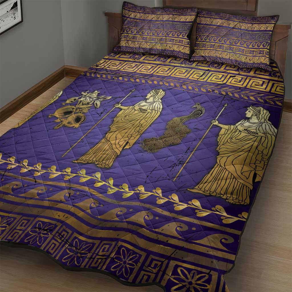 Hera Quilt Bed Set Goddess With Ancient Greek Pattern - Wonder Print Shop