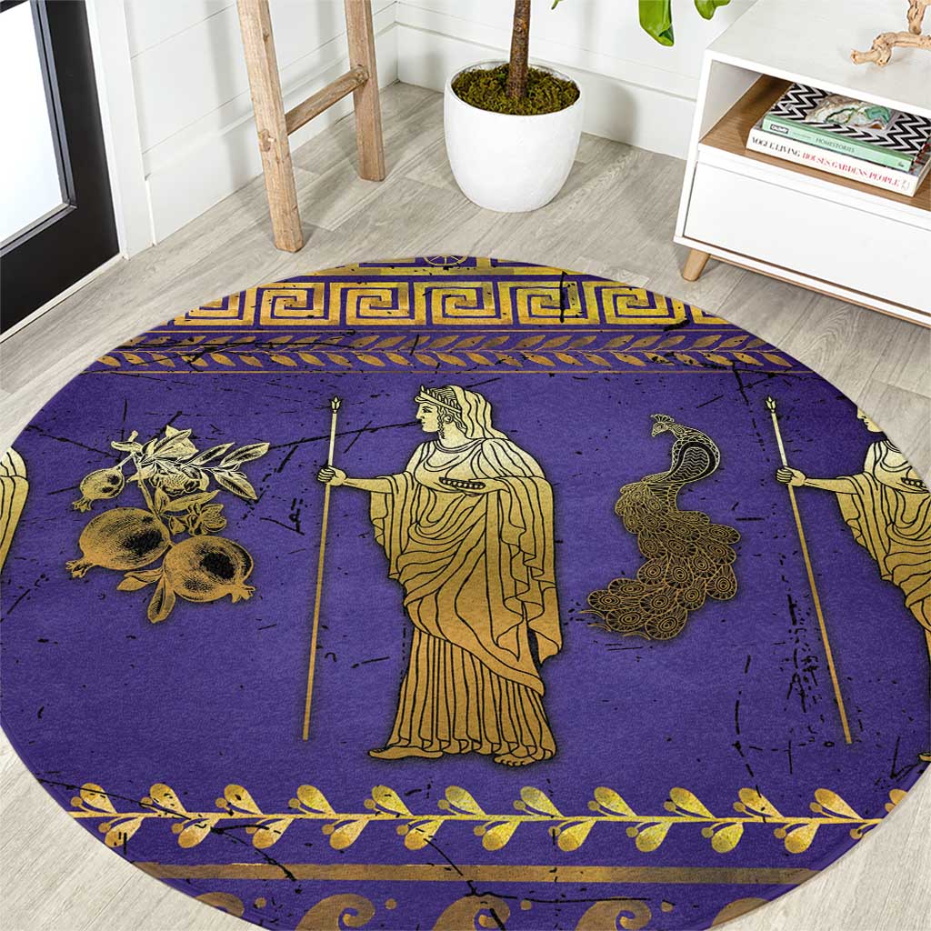 Hera Round Carpet Goddess With Ancient Greek Pattern - Wonder Print Shop