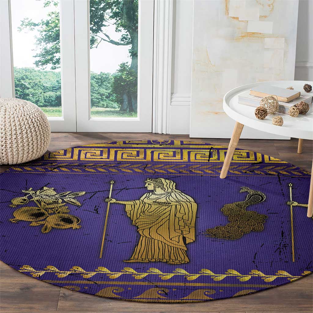 Hera Round Carpet Goddess With Ancient Greek Pattern - Wonder Print Shop