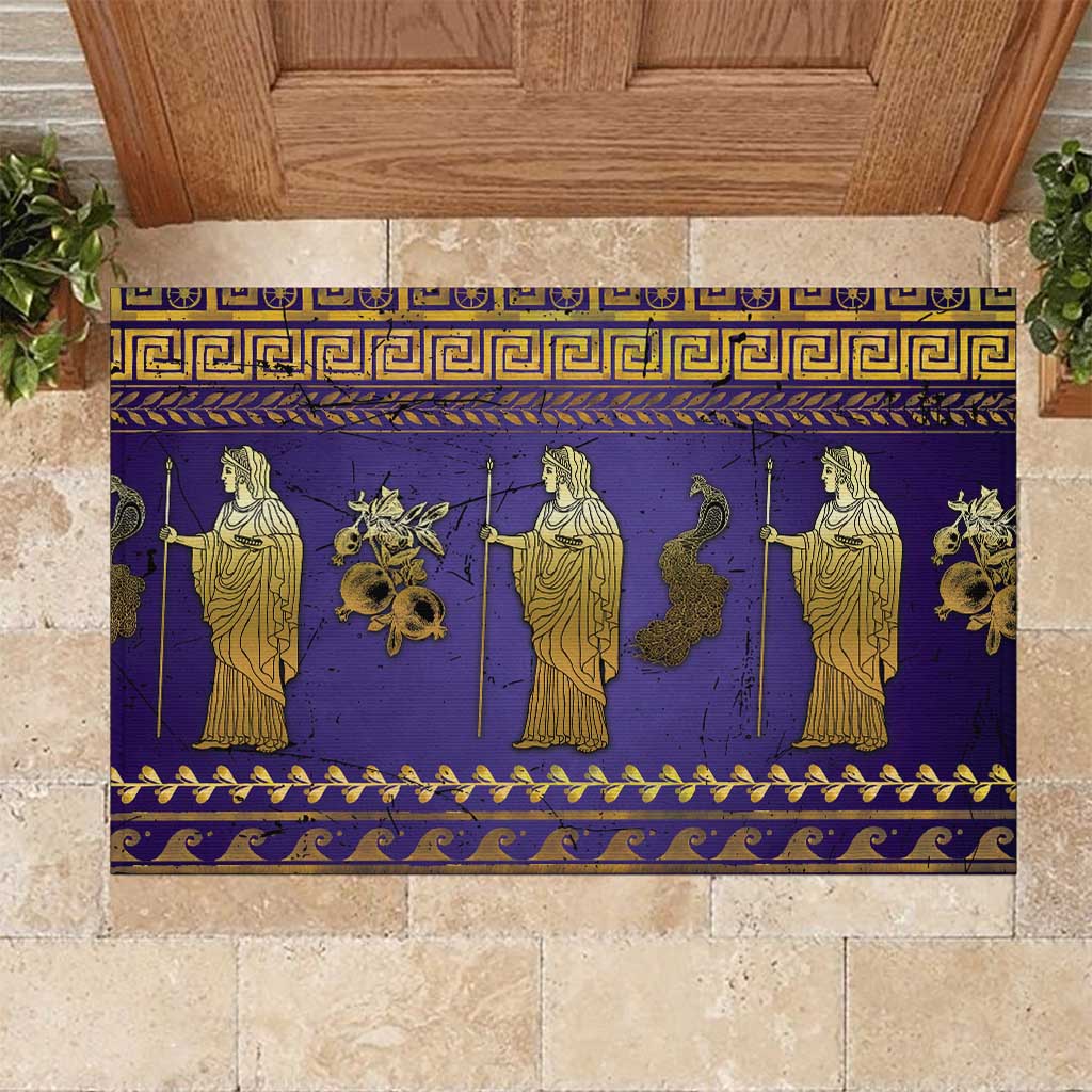 Hera Rubber Doormat Goddess With Ancient Greek Pattern - Wonder Print Shop