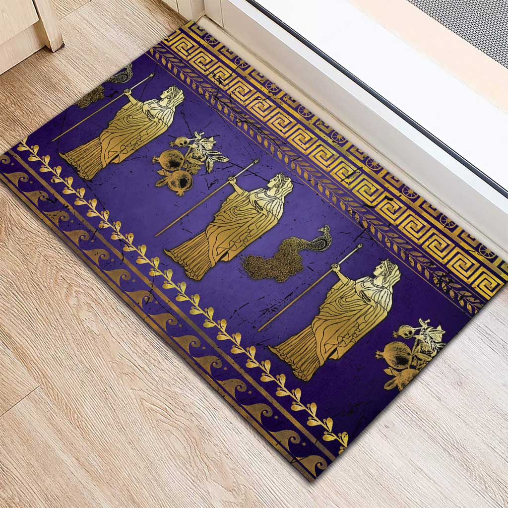 Hera Rubber Doormat Goddess With Ancient Greek Pattern - Wonder Print Shop