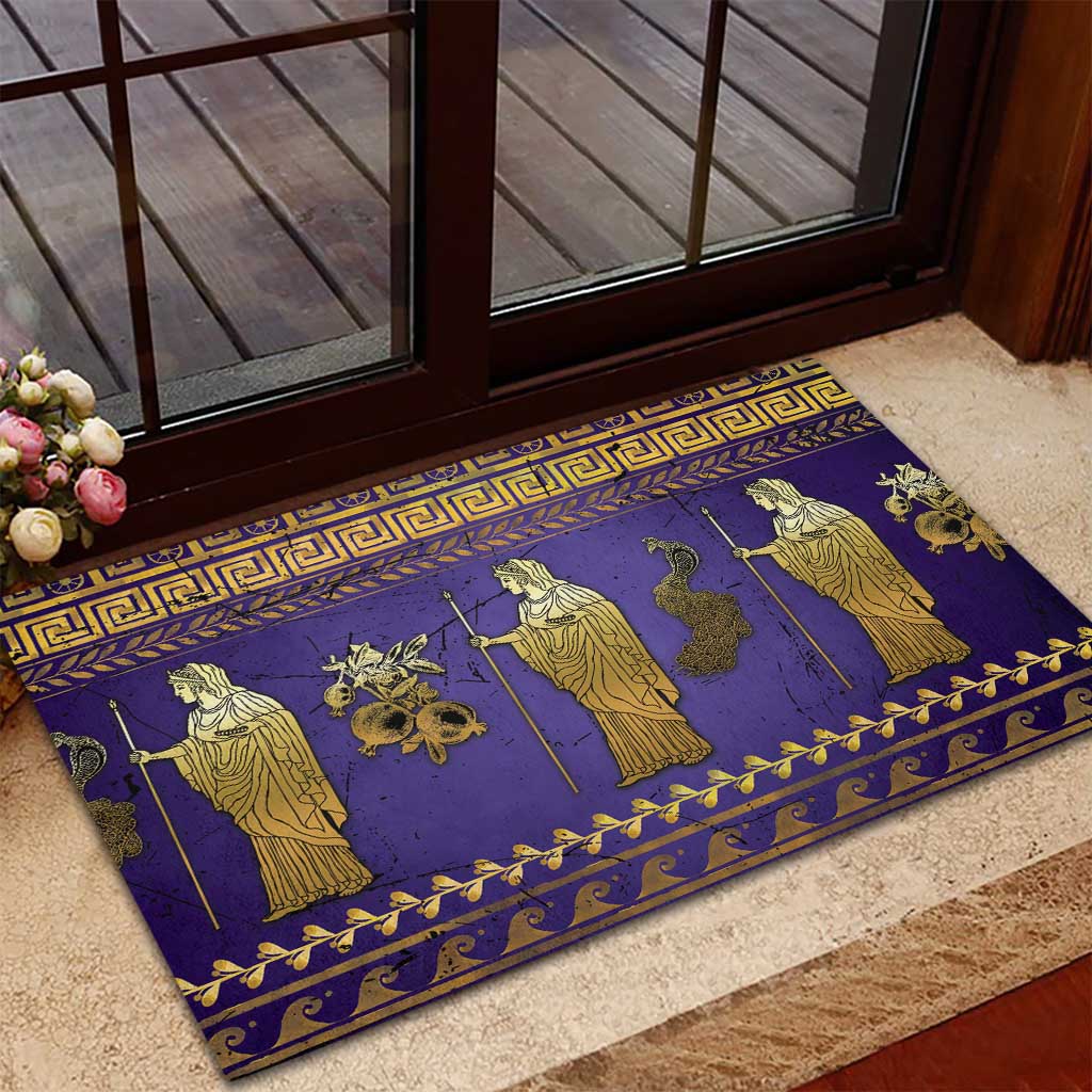 Hera Rubber Doormat Goddess With Ancient Greek Pattern - Wonder Print Shop