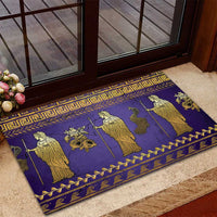 Hera Rubber Doormat Goddess With Ancient Greek Pattern - Wonder Print Shop