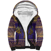 Hera Sherpa Hoodie Goddess With Ancient Greek Pattern - Wonder Print Shop