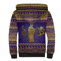 Hera Sherpa Hoodie Goddess With Ancient Greek Pattern - Wonder Print Shop