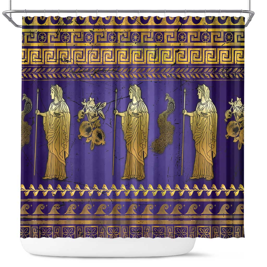 Hera Shower Curtain Goddess With Ancient Greek Pattern - Wonder Print Shop