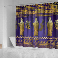 Hera Shower Curtain Goddess With Ancient Greek Pattern - Wonder Print Shop