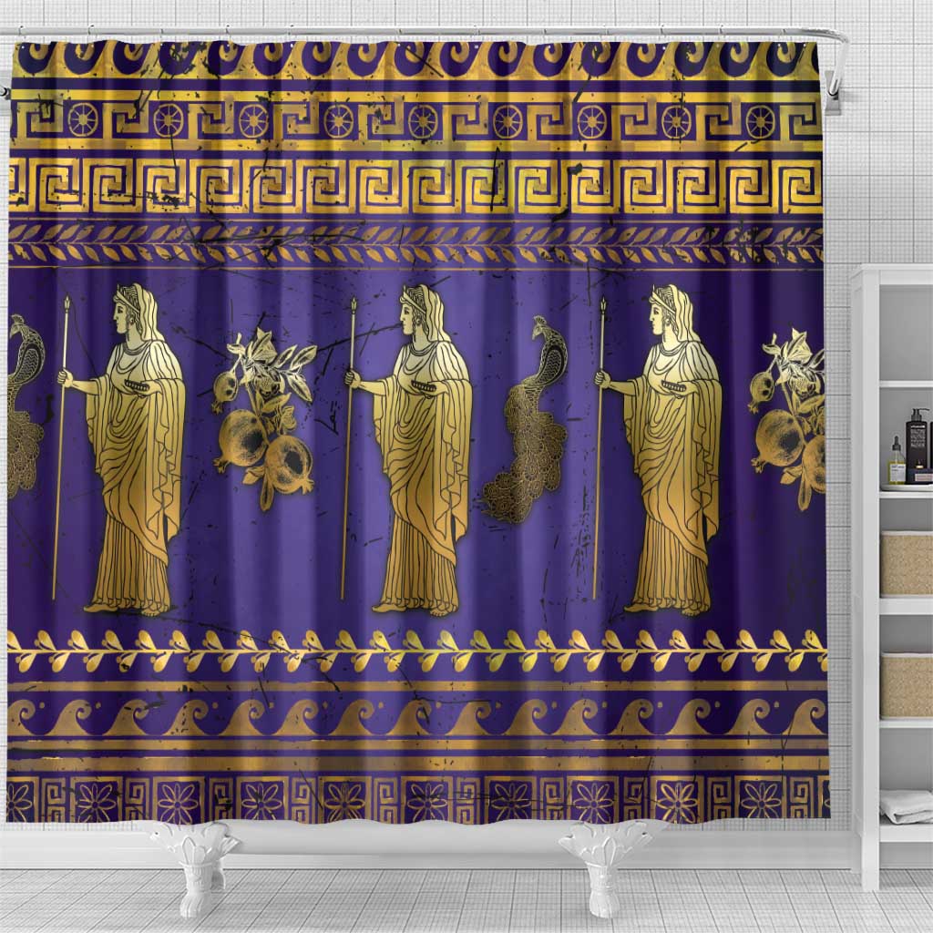 Hera Shower Curtain Goddess With Ancient Greek Pattern - Wonder Print Shop