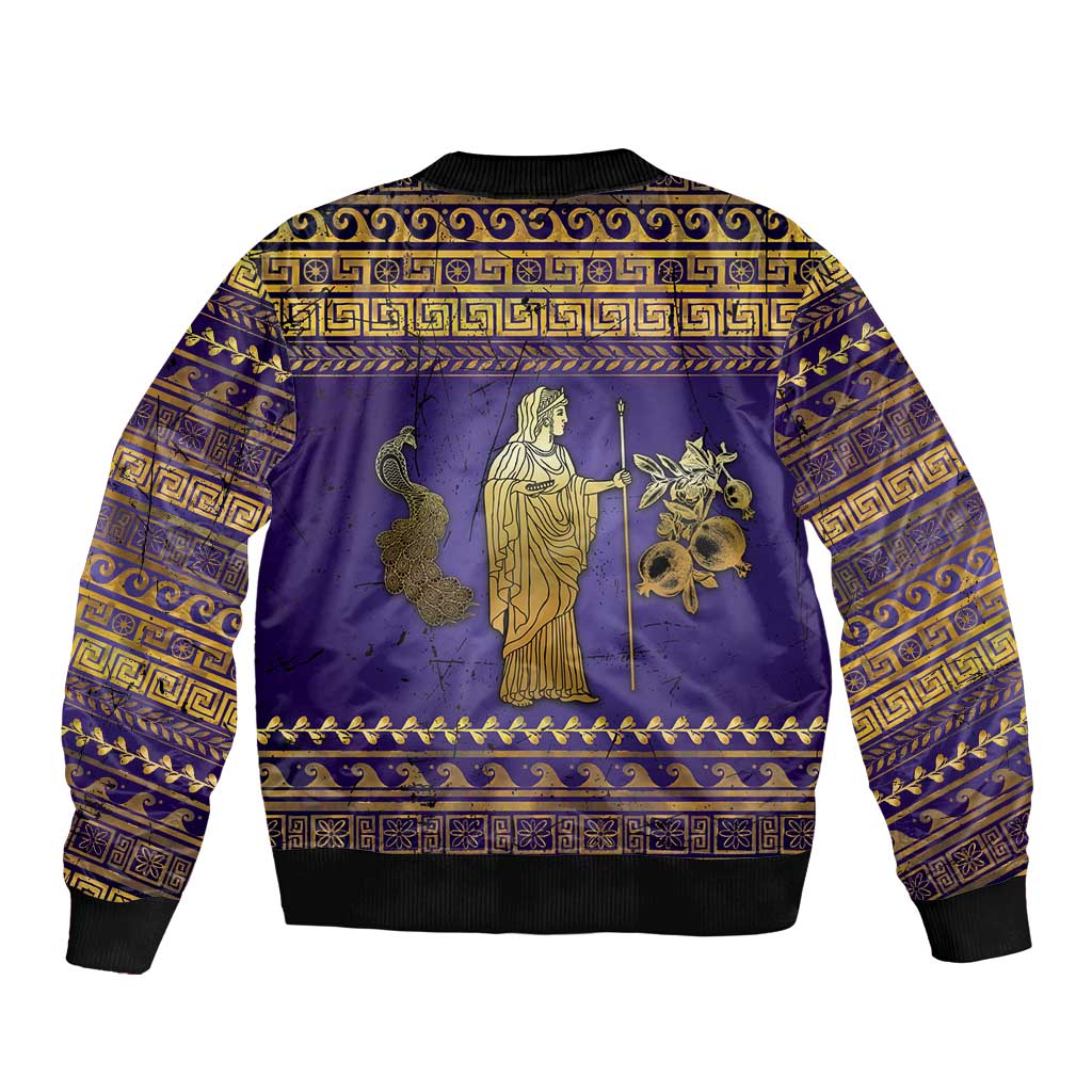 Hera Sleeve Zip Bomber Jacket Goddess With Ancient Greek Pattern - Wonder Print Shop
