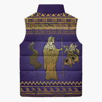 Hera Sleeveless Puffer Jacket Goddess With Ancient Greek Pattern - Wonder Print Shop