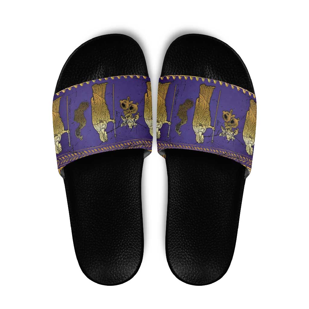 Hera Slide Sandals Goddess With Ancient Greek Pattern - Wonder Print Shop