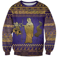 Hera Sweatshirt Goddess With Ancient Greek Pattern - Wonder Print Shop