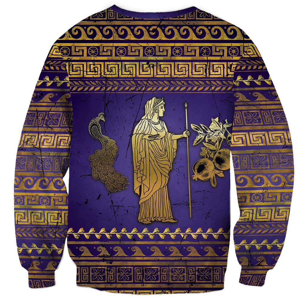 Hera Sweatshirt Goddess With Ancient Greek Pattern - Wonder Print Shop