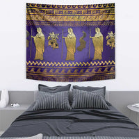 Hera Tapestry Goddess With Ancient Greek Pattern - Wonder Print Shop