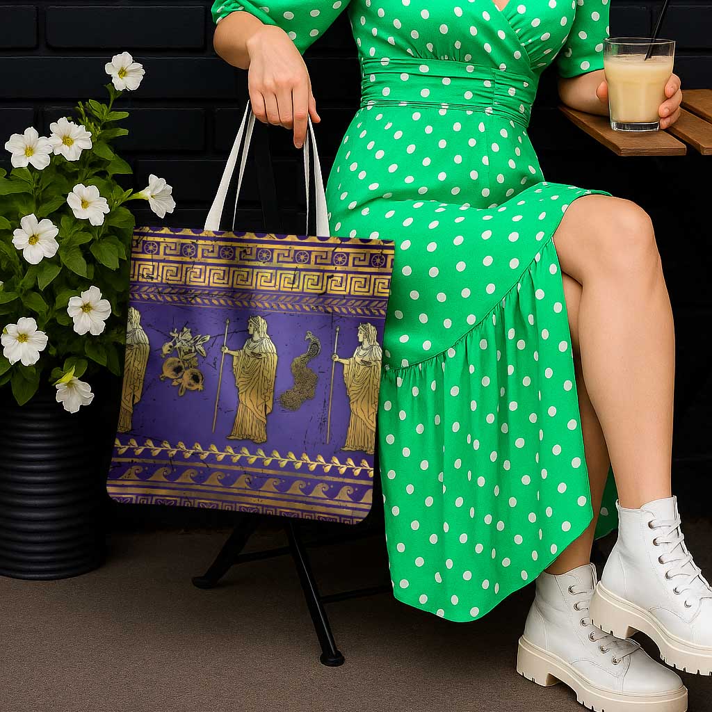 Hera Tote Bag Goddess With Ancient Greek Pattern - Wonder Print Shop