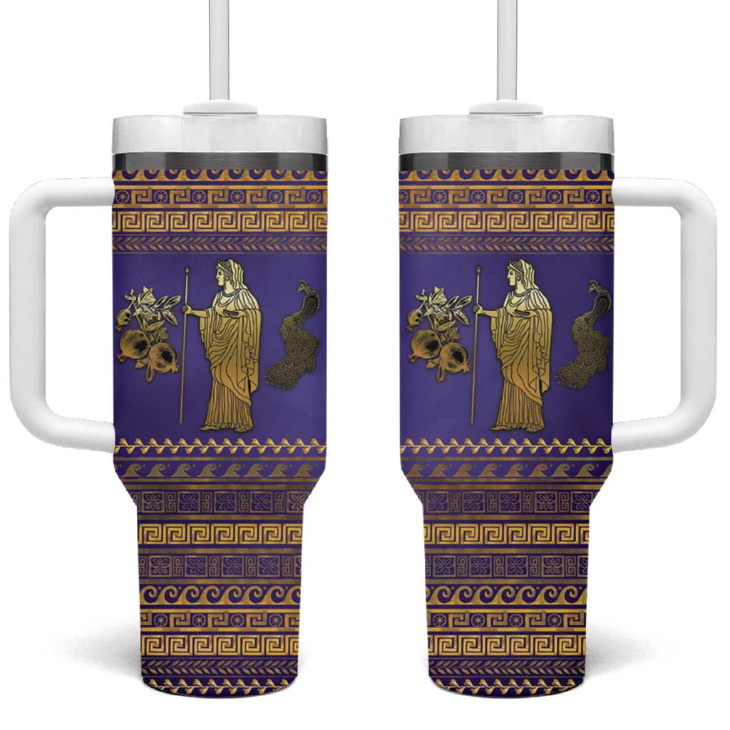 Hera Tumbler With Handle Goddess With Ancient Greek Pattern - Wonder Print Shop