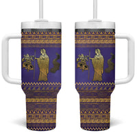 Hera Tumbler With Handle Goddess With Ancient Greek Pattern - Wonder Print Shop