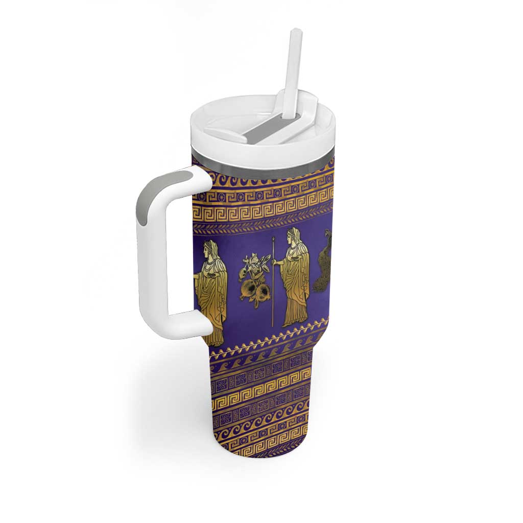 Hera Tumbler With Handle Goddess With Ancient Greek Pattern - Wonder Print Shop