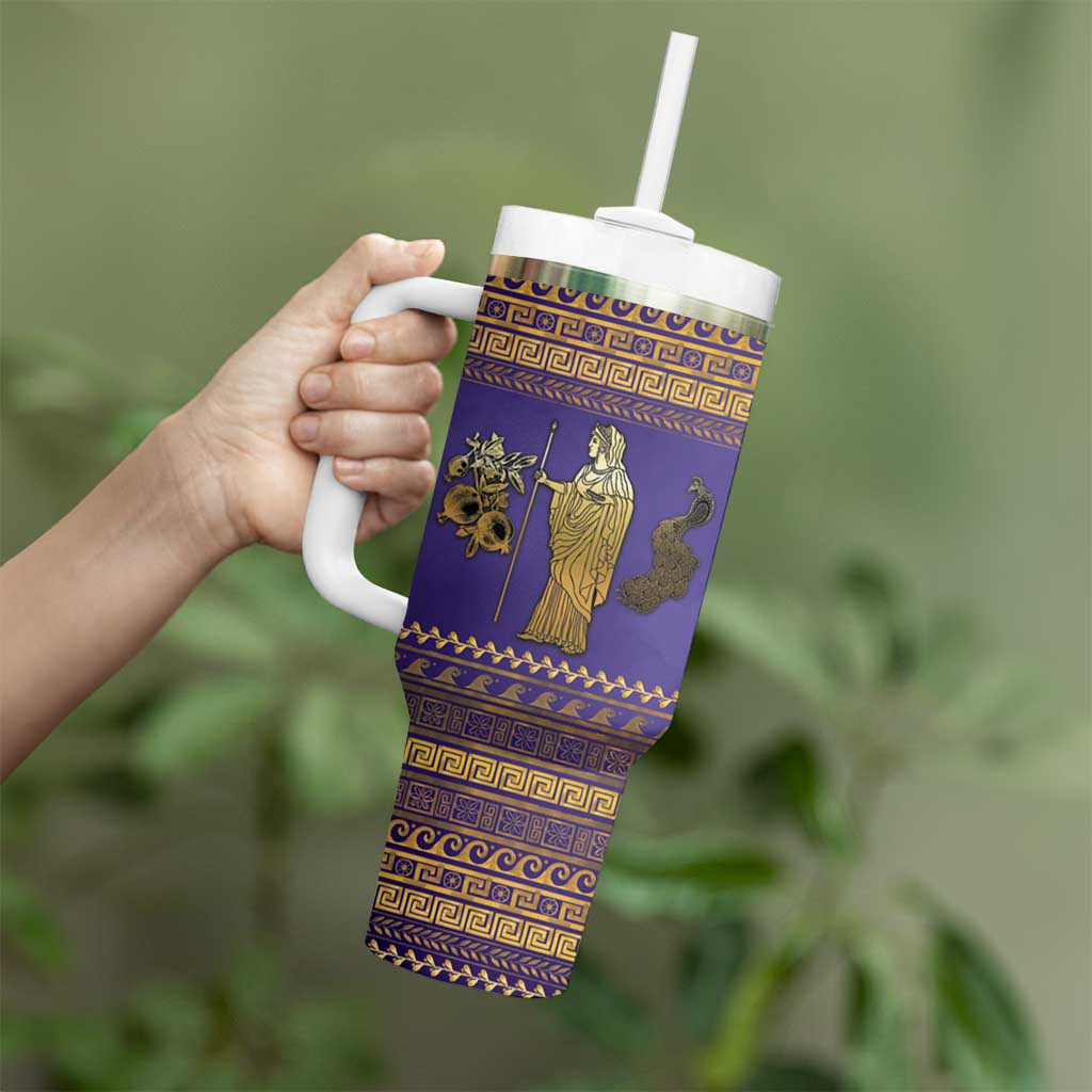 Hera Tumbler With Handle Goddess With Ancient Greek Pattern - Wonder Print Shop