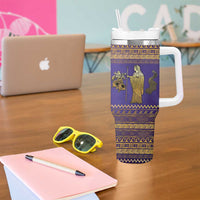 Hera Tumbler With Handle Goddess With Ancient Greek Pattern - Wonder Print Shop